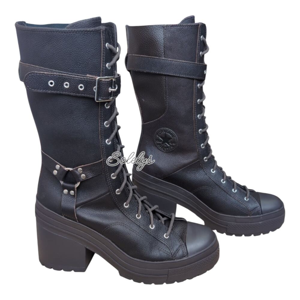Converse Chuck 70 De Luxe Heel XXHI Platform Buckle Leather Sneaker Boot 8 NEW